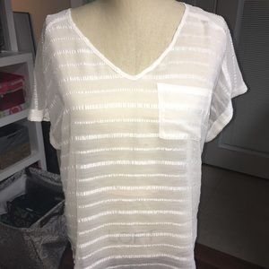 Sheer off white top